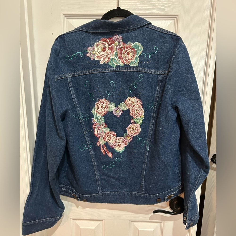 Rustler Blue Country Cowboy Denim Patches Jean Jacket Large - Picture 4 of 5